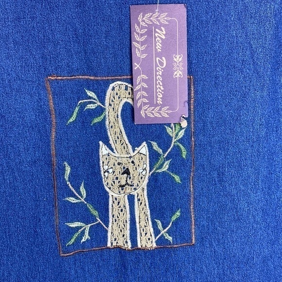 Vintage New Directions Feline Cat Denim Maxi Sleeveless Dress Size Medium NWT - Picture 7 of 12